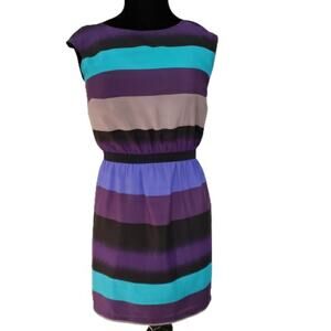 Ann Taylor Loft Color Block Sleeveless Cinched Waist Dress MP